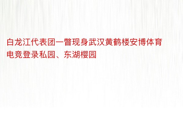 白龙江代表团一瞥现身武汉黄鹤楼安博体育电竞登录私园、东湖樱园